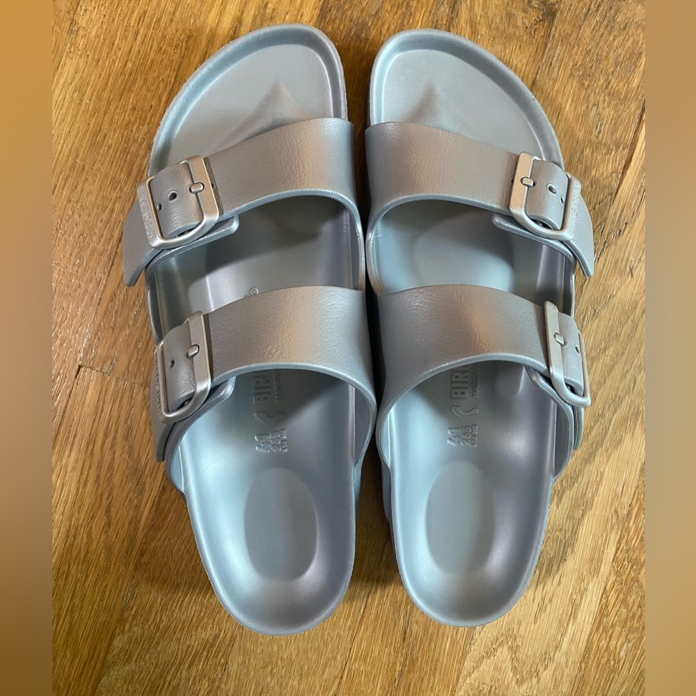 Birkenstock Silver Double Strap Sandals